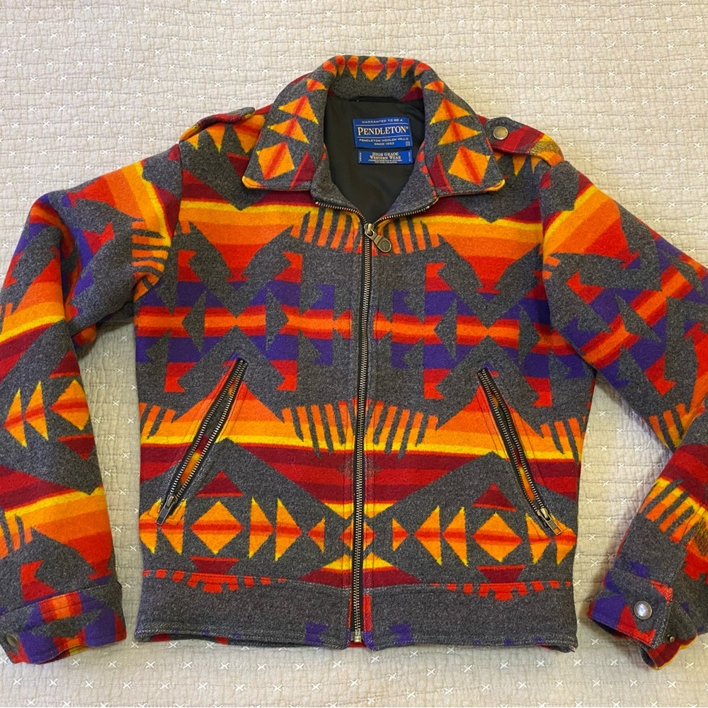 Pendleton Wool Jacket with Red and Orange Accents